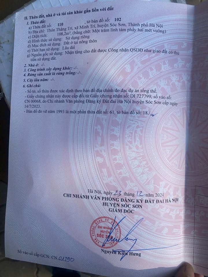 Đất nền Minh Trí Sóc Sơn 108m² giá 2.16 tỷ - Vị trí vàng đầu tư ngay!