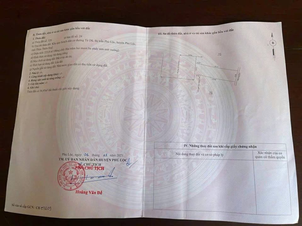 Đất mặt tiền đường Từ Dũ, Thị trấn Phú Lộc 223m² giá 3 tỷ - Cơ hội đầu tư tuyệt vời!