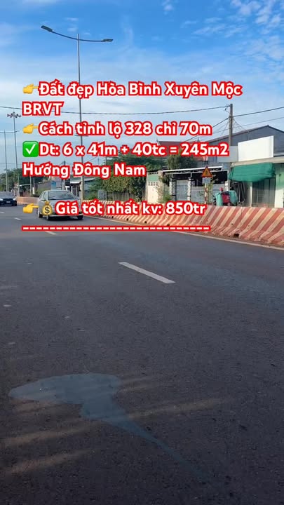 Đất nền Hòa Bình, Long Điền 245m² giá 850 triệu - Đầu tư sinh lời ngay!