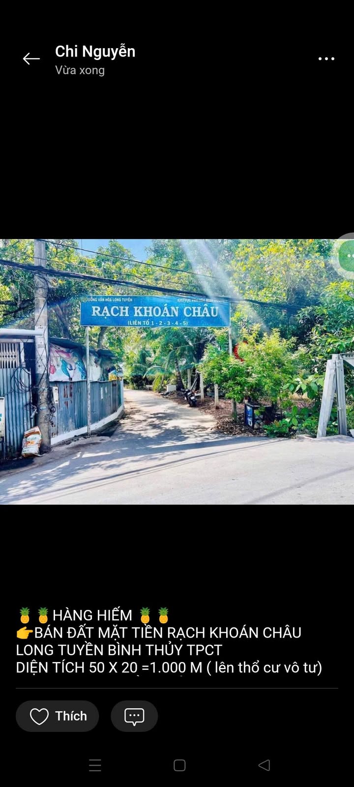 Đất mặt tiền Rạch Khoán Châu, Long Tuyền, Bình Thủy 1000m² - Đầu tư sinh lời hiếm có!