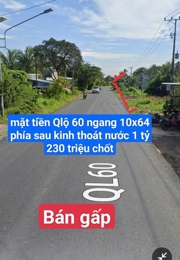 Đất nền Châu Thành Trà Vinh 640m² giá 1.23 tỷ - Đường Quốc lộ 60, cơ hội đầu tư tuyệt vời!
