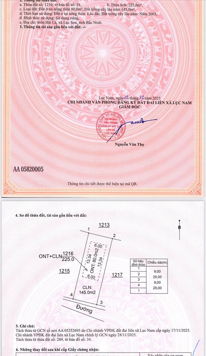 Đất thổ cư Lục Sơn - Bắc Ninh 225m² chỉ 400 triệu - Cơ hội đầu tư tuyệt vời!