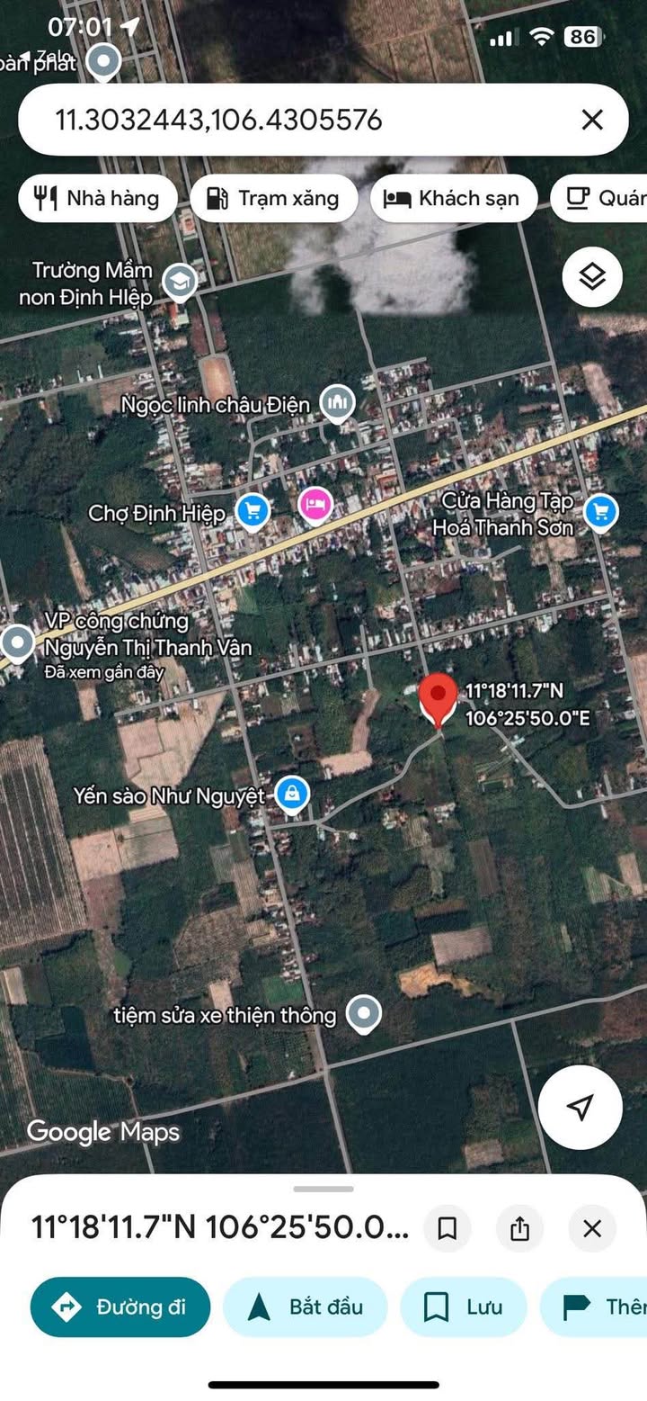 Đất nền Định Hiệp, Dầu Tiếng 186m² giá chỉ 500 triệu - Vị trí đẹp, đầu tư sinh lời!