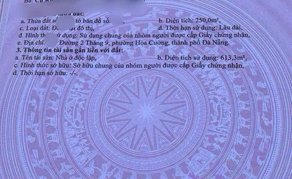 Đất nền đẹp tại phường Hoà Cường Đà Nẵng 250m² - Cơ hội đầu tư sinh lời cao!