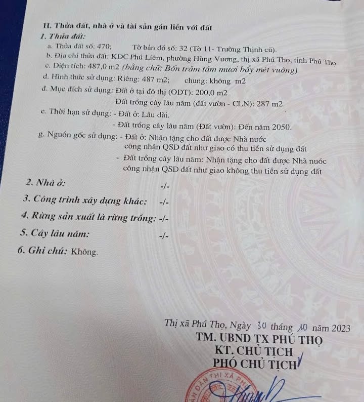Đất nền Phú Thọ 487m² giá 3 tỷ - Mặt tiền 13,1m, vị trí đắc địa!