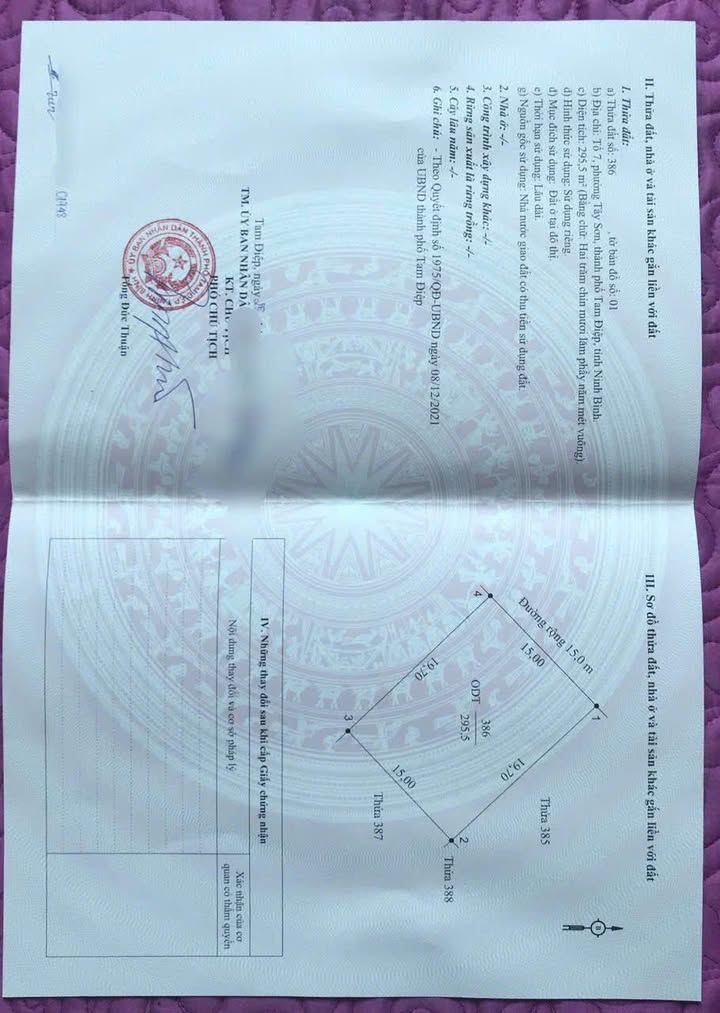 Đất nhà vườn Tam Điệp Ninh Bình 295.5m² giá 4.3 tỷ - Cần bán gấp!