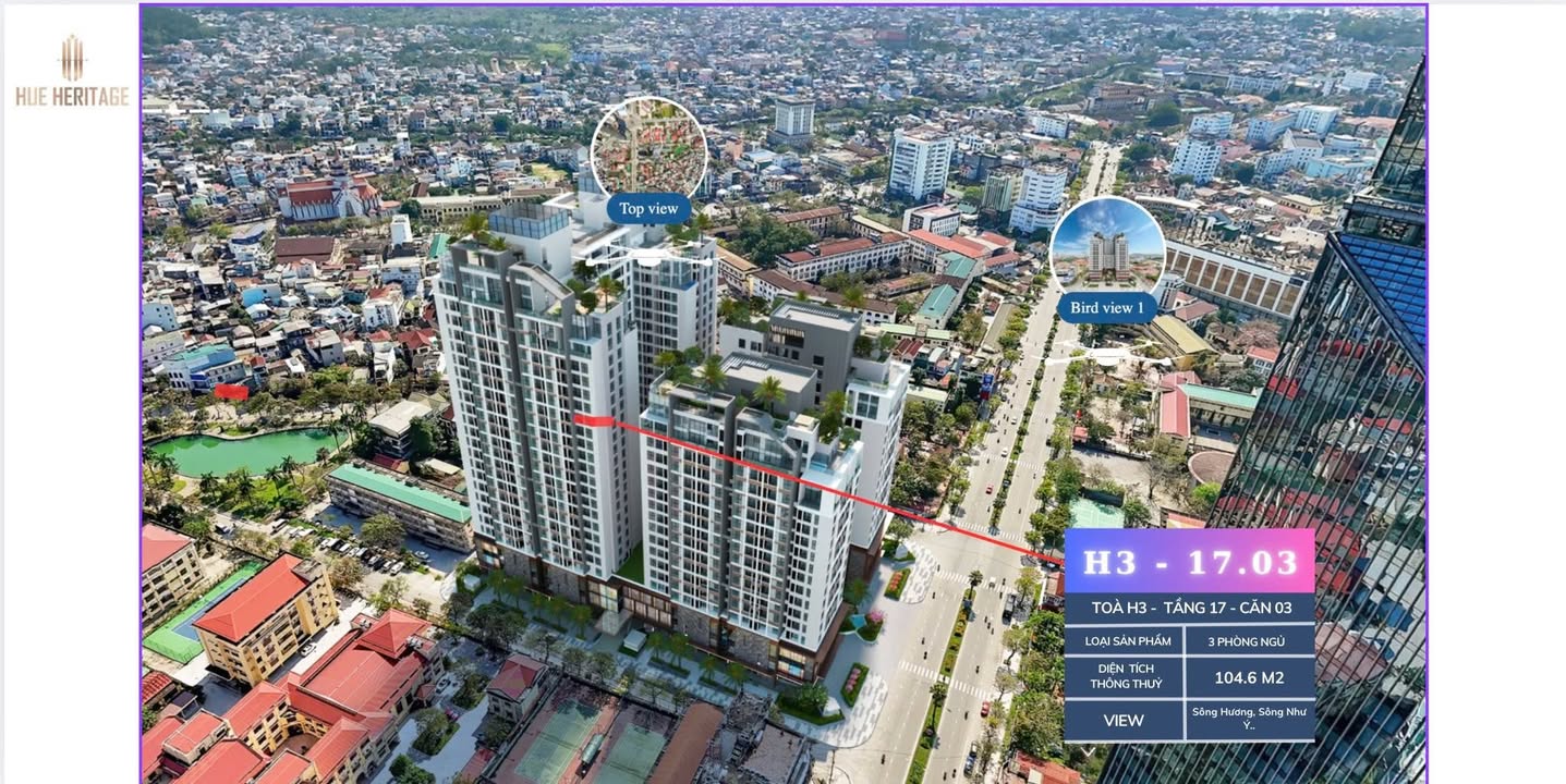 Căn hộ Hue Heritage 104m² giá 6 tỷ - View sông Hương tuyệt đẹp!