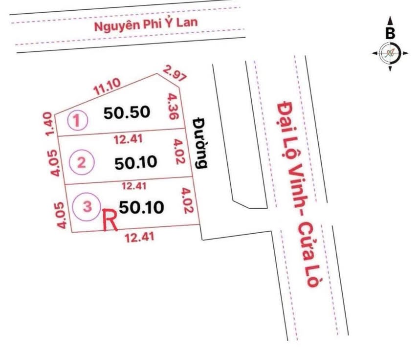 Đất Nghi Đức Vinh 50m² giá 1.85 tỷ - Hướng Đông, đường rộng thoáng đãng!