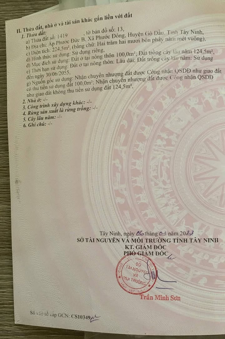 Đất nở hậu 198m² tại xã Phước Đông, Gò Dầu - Giá 1.4 tỷ thương lượng