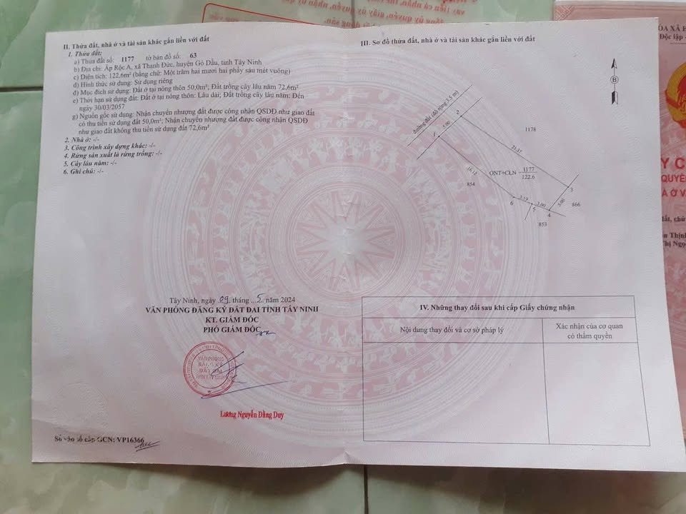 Đất thổ cư 122m² tại ấp Rộc A, Thạnh Đức, Gò Dầu - Giá chỉ 299 triệu!