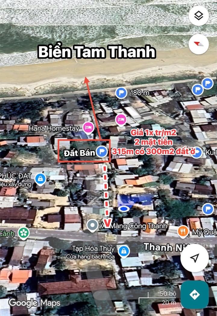 Đất 2 mặt tiền sát bãi tắm Tam Thanh, Đà Nẵng 315m² - Giá chỉ 3.15 tỷ!