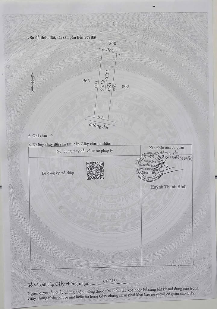 Bán đất hai mặt tiền khu phố 4 Châu Thành 617.6m² giá 1.725 tỷ - Cơ hội đầu tư vàng!