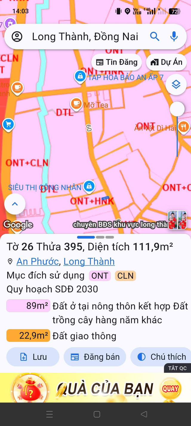Đất nền đường Cây Me, An Phước, Long Thành 80m² giá 1.4 tỷ - Đầu tư sinh lời lâu dài!