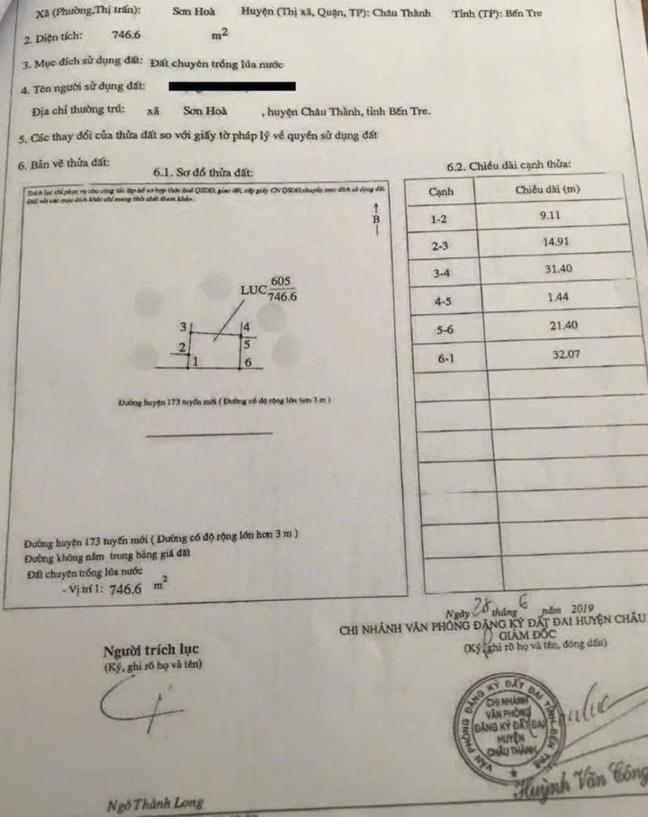 Đất nền mặt tiền đường 173, Tường Đa, Châu Thành 746m² giá 3.7 tỷ - Cơ hội đầu tư hấp dẫn!
