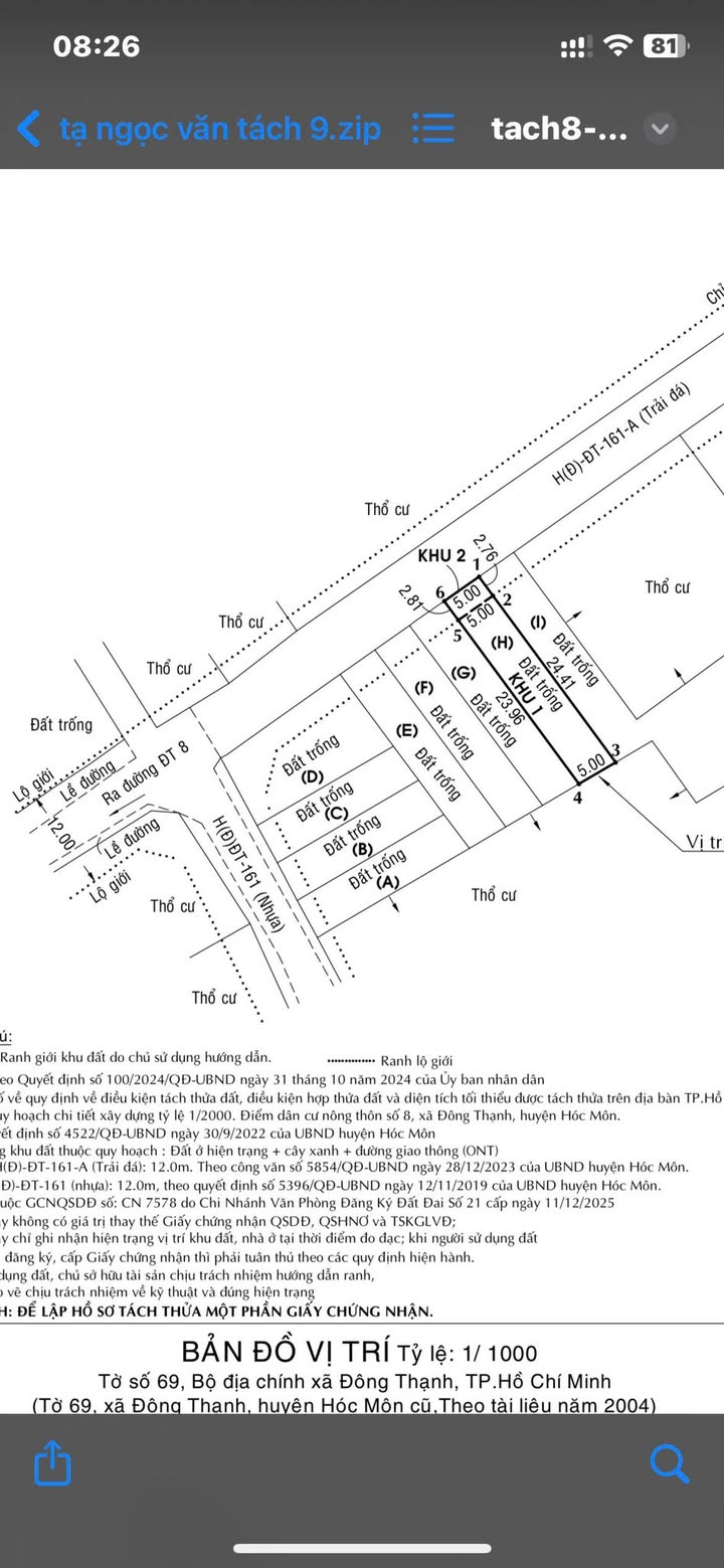 Lô đất mặt tiền đường Đông Thạnh 8-1, Hóc Môn - Diện tích 130m² - Giá thỏa thuận
