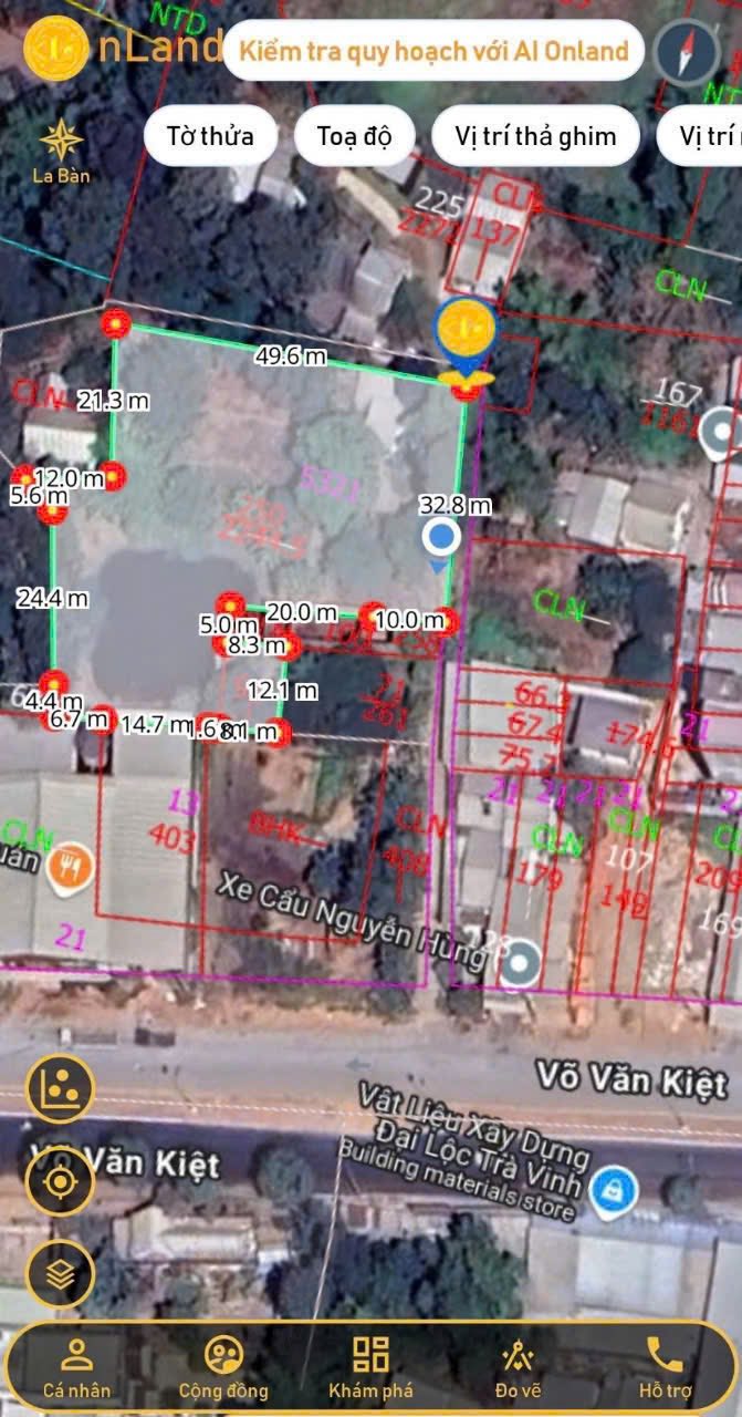 Đất thổ cư 2244m² đường Võ Văn Kiệt, Trà Vinh - Đối diện VLXD Đại Lộc, giá 1.6 tỷ!