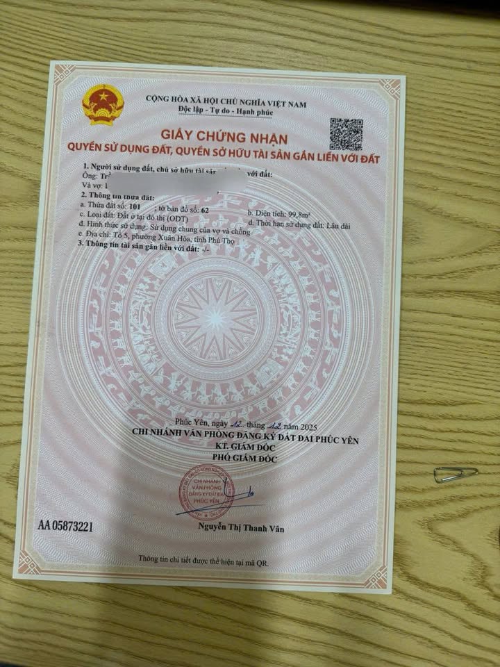 Đất thổ cư Xuân Hòa, Phúc Yên 99.8m² giá 2.8 tỷ - Cơ hội đầu tư hiếm có!