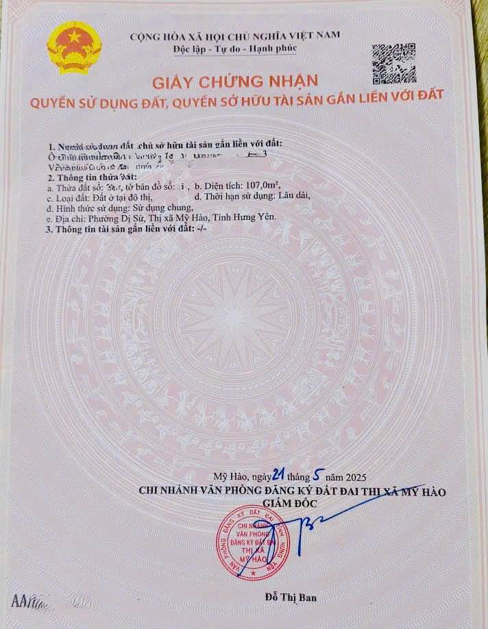 Đất nền Thôn Tháp - Dị Sử - Mỹ Hào 107m² - Cơ hội đầu tư siêu tiềm năng!