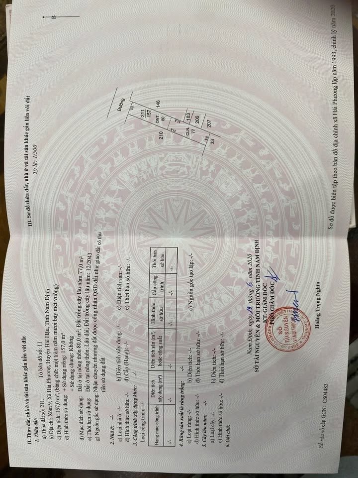 Đất thổ cư Yên Định, Hải Hậu, Nam Định 157m² giá 1.9 tỷ - Sổ đỏ chính chủ