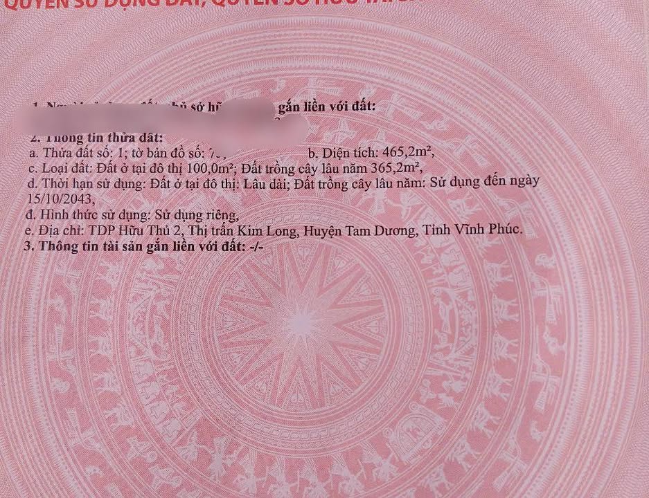 Đất nền Kim Long, Tam Dương 465m² giá 3.3 tỷ - Vị trí đắc địa gần cao tốc IC4!