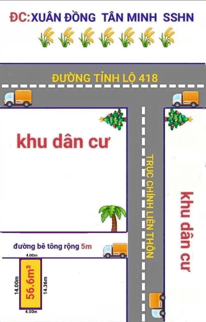 Đất nền Tân Minh Sóc Sơn 56.6m² giá thỏa thuận - Cơ hội đầu tư tuyệt vời!