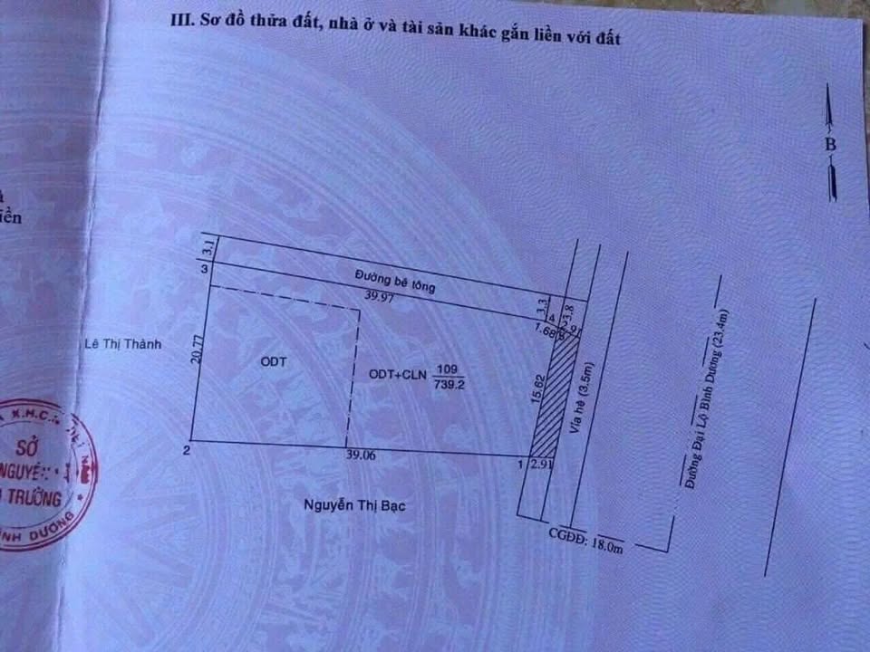 Bán đất lô góc mặt tiền Đại lộ Bình Dương 739m² - Giá 24.9 tỷ, cơ hội đầu tư hấp dẫn!