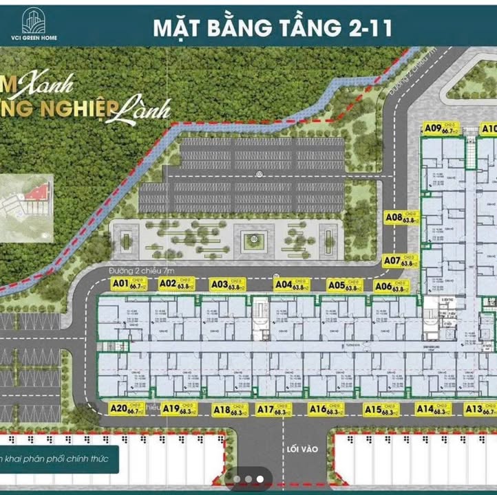 Căn hộ góc tại VCI Green, Vĩnh Yên 67m² giá 1.2 tỷ - Bàn giao tháng 8/2026!