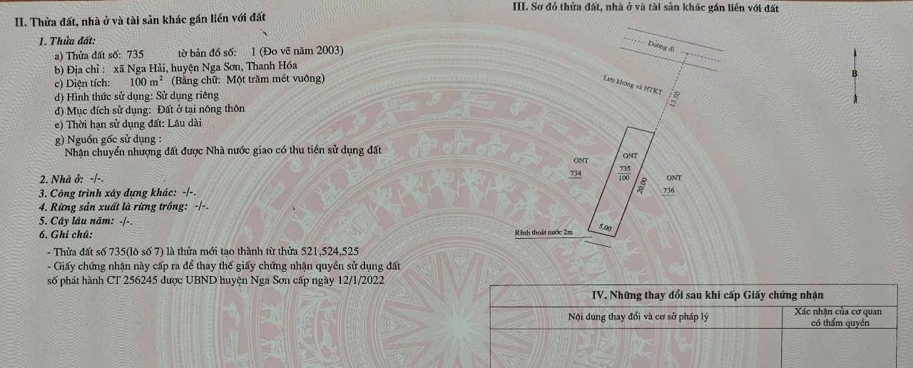 Đất nền 100m² tại xã Hồ Vương, Thanh Hóa - Cơ hội đầu tư sinh lời tốt!