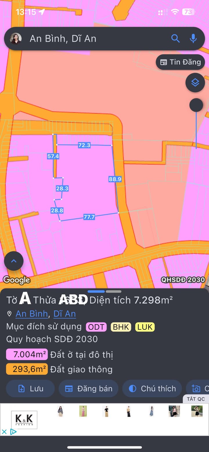 Đất thổ cư An Bình Dĩ An 7279m² giá 120 tỷ - Cơ hội đầu tư sinh lời!