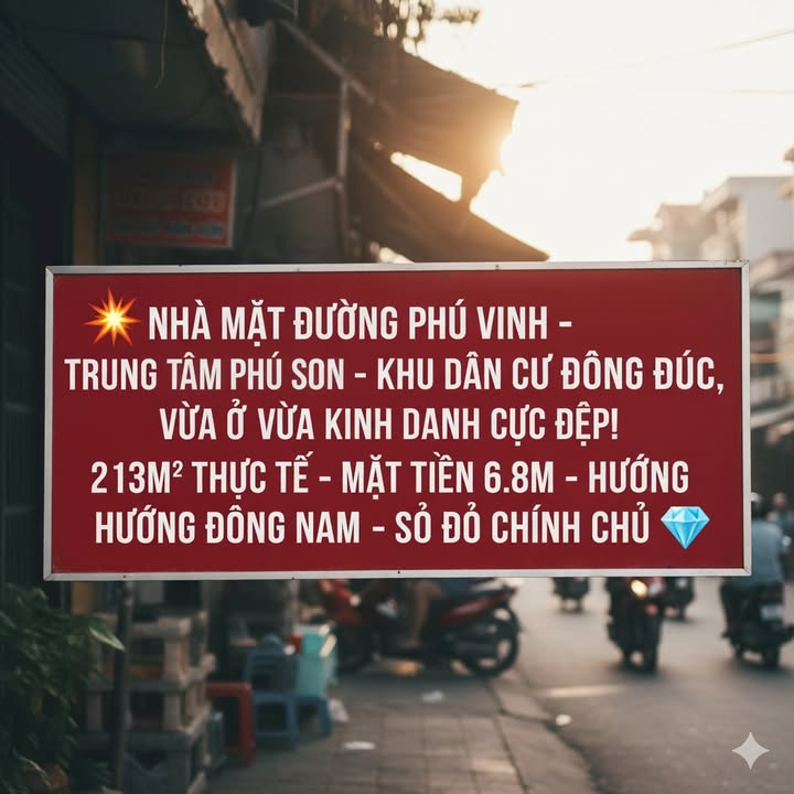 Bán nhà mặt đường Phú Vinh, Phú Sơn 213m² giá 6.x tỷ - Kinh doanh thuận lợi!