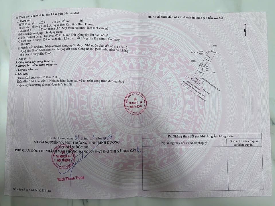 Đất nền Hòa Lợi, Bến Cát 125m² giá 1.49 tỷ - Cơ hội đầu tư tuyệt vời!