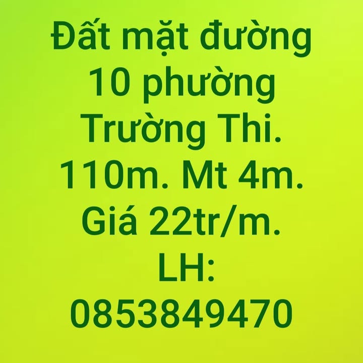 Đất mặt đường 10 - Phường Trường Thi 110m² giá 2.42 tỷ - Cơ hội đầu tư tuyệt vời!