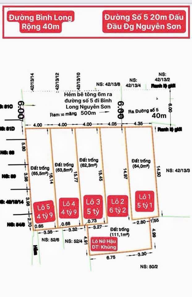 Đất phân lô Bình Tân 66m² giá 4.9 tỷ - Sổ đỏ chính chủ, hẻm 6m rộng rãi!