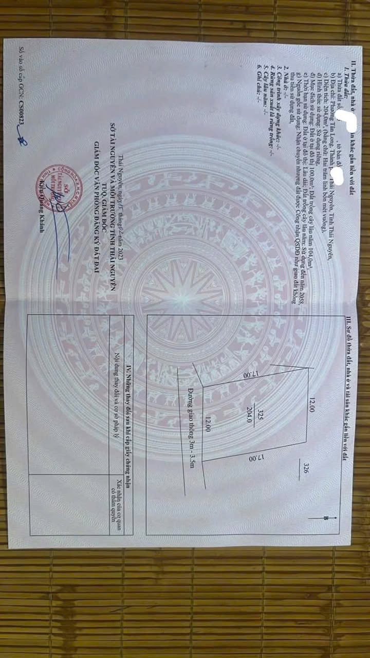 Đất thổ cư Tân Long, TP Thái Nguyên 100m² giá 2.9 tỷ - Sổ đỏ chính chủ!