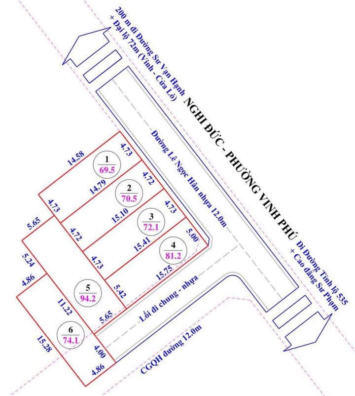 Đất Nghi Đức 94.2m² giá thỏa thuận - Hướng Đông Nam, gần trường Cao Đẳng Sư Phạm