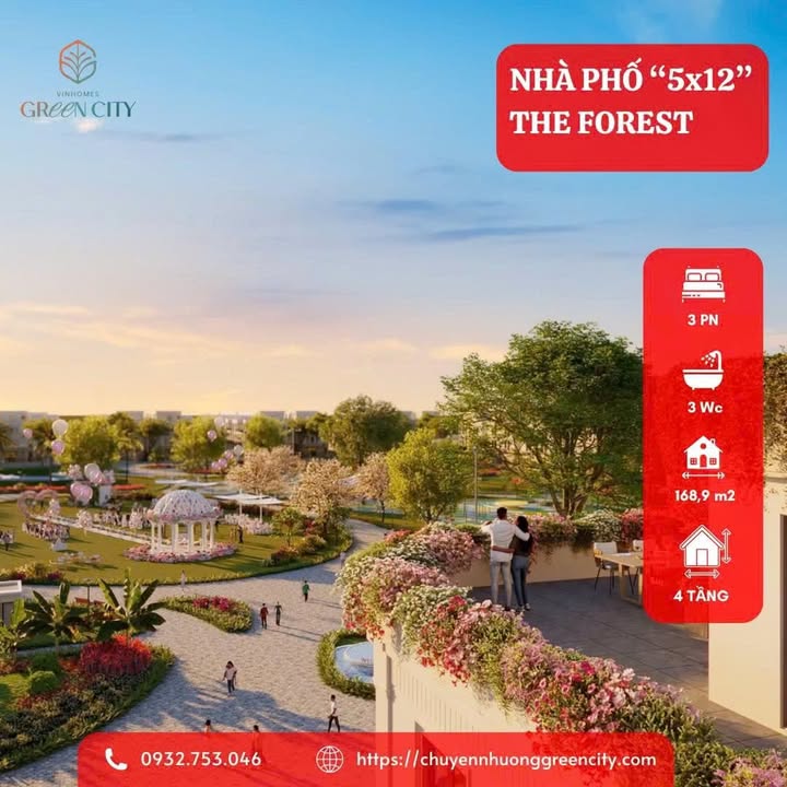 Nhà phố liền kề The Forest - Vinhomes Green City 60m² giá 4.09 tỷ - Thiết kế tối ưu công năng!