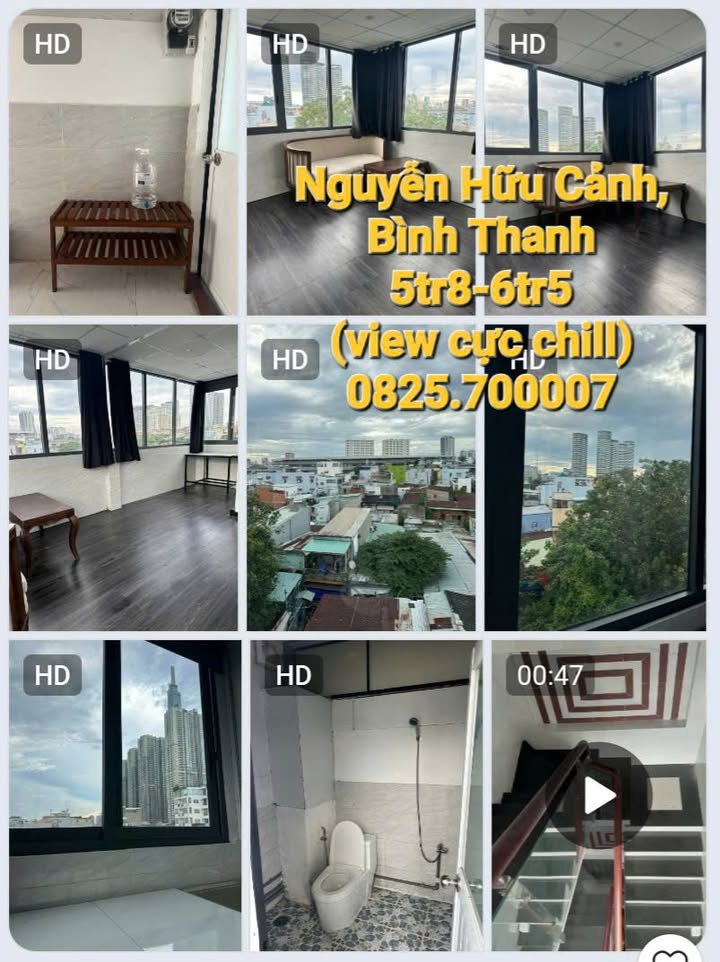 Căn hộ dịch vụ cho thuê Nguyễn Hữu Cảnh, Bình Thạnh 45m² giá 5.8 triệu - View Landmark 81 tuyệt đẹp!