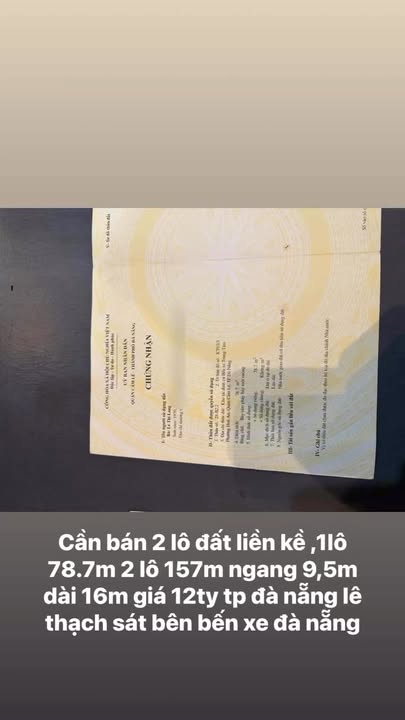Đất nền mặt tiền đường Lê Thạch, Cẩm Lệ, Đà Nẵng 157m² giá 12 tỷ - Thích hợp kinh doanh đa ngành!