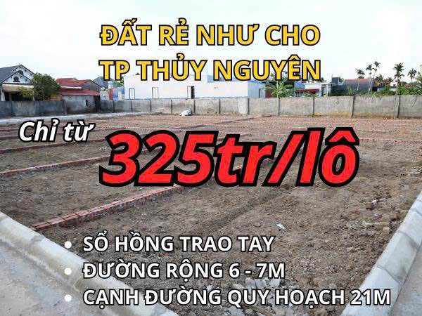 Đất nền Quảng Thanh Thủy Nguyên 58m² giá chỉ 325 triệu - Sổ đỏ chính chủ