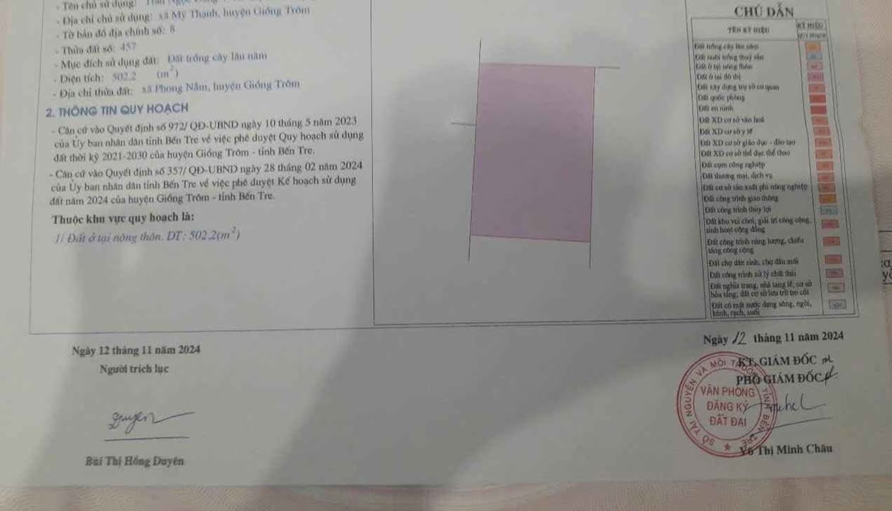 Đất nền Phong Nẫm 500m² giá 450 triệu - Bán gấp 2 nền liền kề!