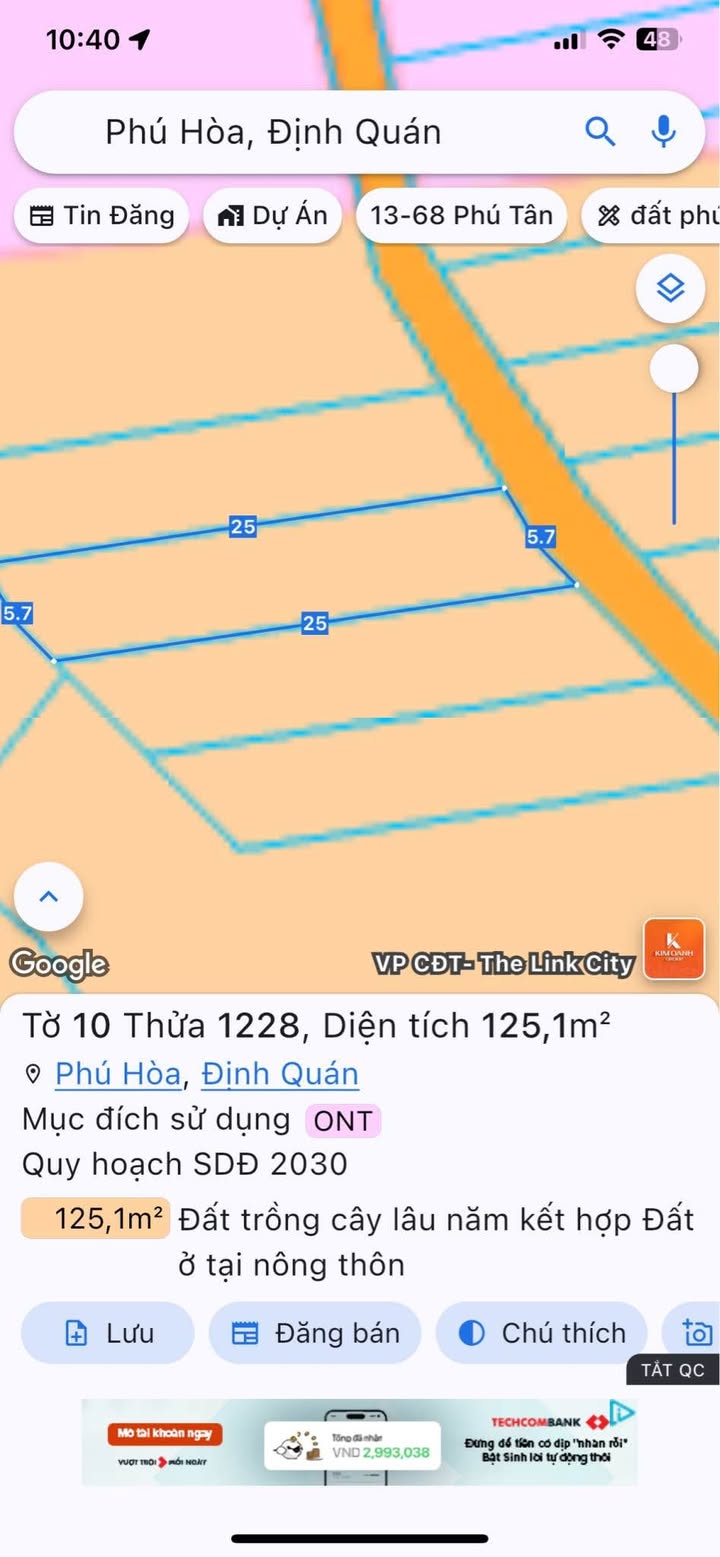 Đất thổ cư 125m² tại xã Phú Hòa, giá chỉ 399 triệu - Đầu tư ngay!
