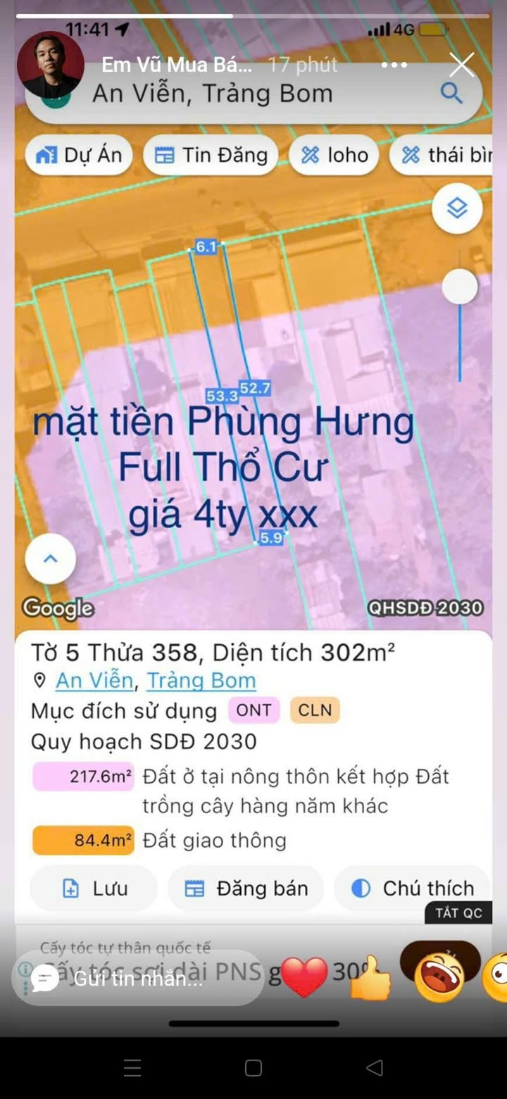 Đất mặt tiền đường Phùng Hưng, An Viễn, 312m² chỉ 4 tỷ - Cơ hội đầu tư tuyệt vời!