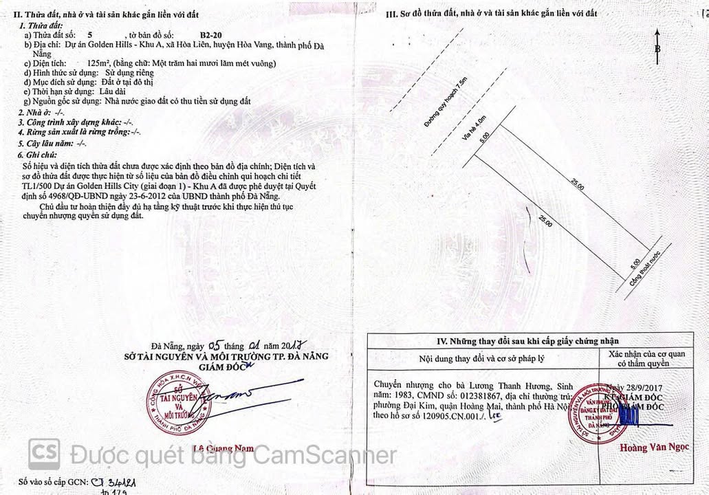 Đất nền Golden Hills 125m² giá 3.3 tỷ - Đầu tư sinh lời ngay!