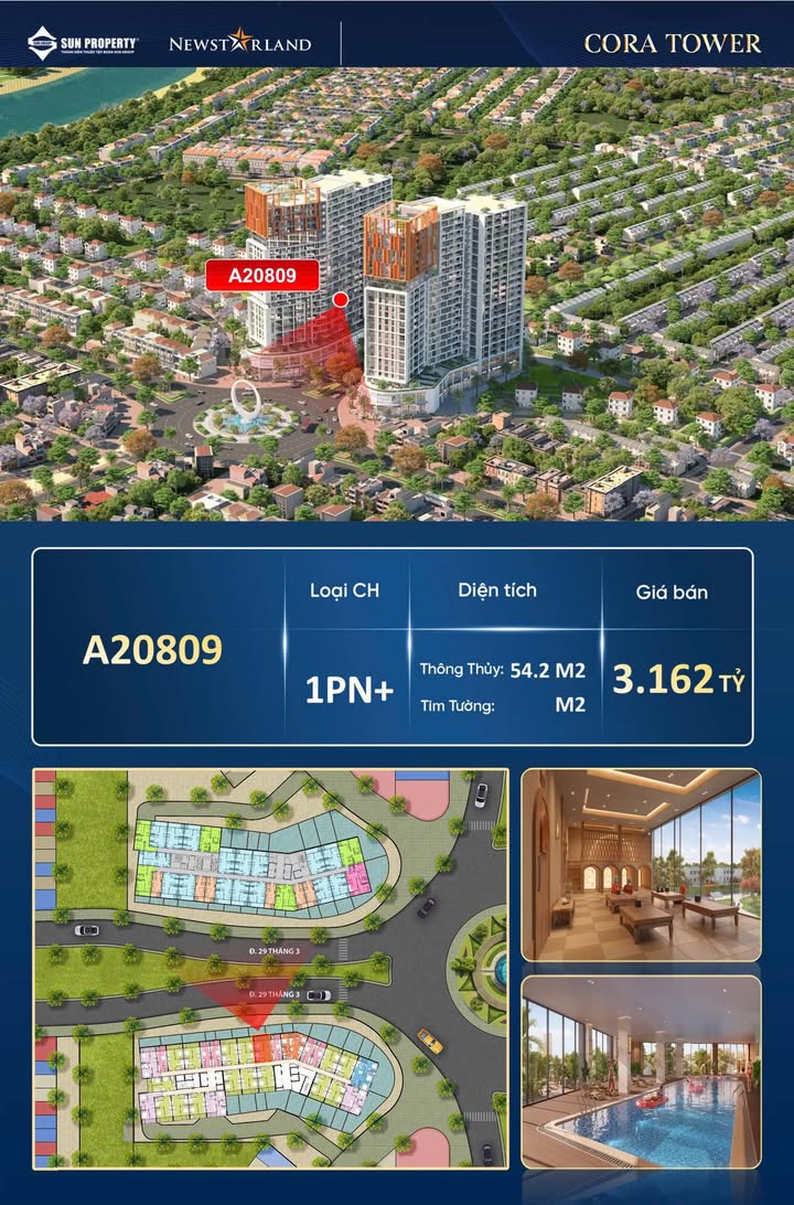 Căn hộ 1PN tại Cora Tower Đà Nẵng 54.2m² giá chỉ 2.6 tỷ - Cơ hội sở hữu ngay!