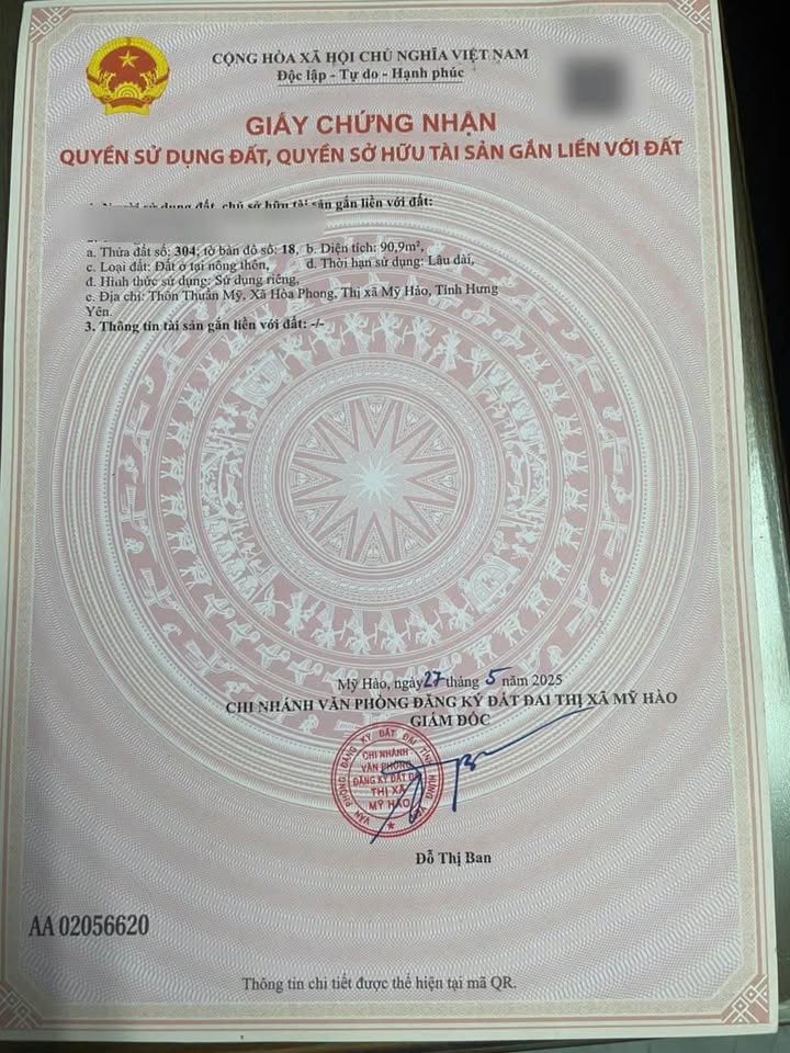 Đất nền Hòa Phong - Mỹ Hào 91m² giá chỉ 1.5 tỷ - Đường ô tô đỗ cửa!