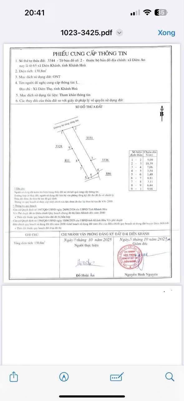 Đất nền Diên An 130,8m² giá 2,2 tỷ - Cơ hội đầu tư tuyệt vời!