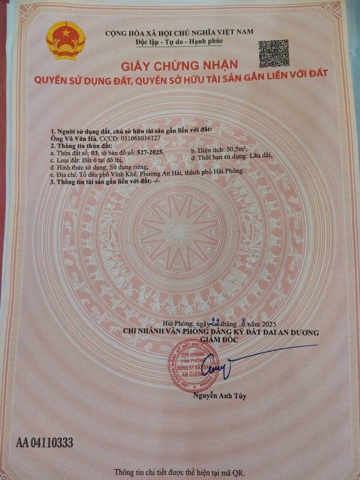 Đất nền Vĩnh Khê An Đồng 50m² giá 1.55 tỷ - Vị trí đắc địa, thuận lợi đầu tư!