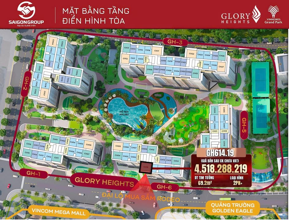 Căn hộ Glory Heights Q9 69m² giá thỏa thuận - Cơ hội đầu tư không thể bỏ lỡ!