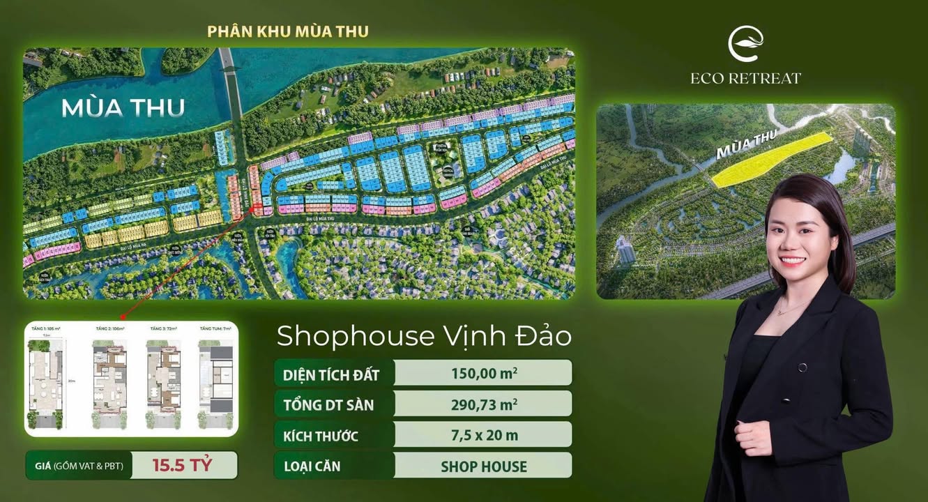 Shophouse Eco Retreat Bến Lức 150m² giá 15.5 tỷ - Đầu tư sinh lời hấp dẫn!