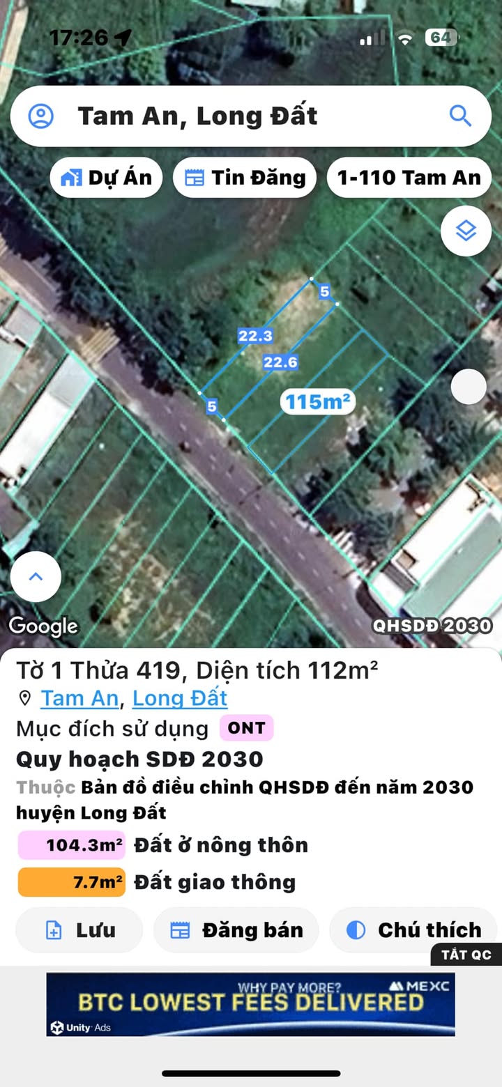 Đất nền xã Tam Phước, Long Điền 110m² giá 1.6 tỷ - Cơ hội đầu tư không thể bỏ qua!